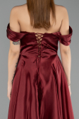 Robe de Soirée Longue Satin Rouge Bordeaux ABU5530