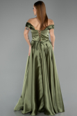 Robe de Soirée Longue Satin Kaki ABU5530