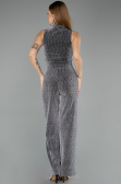 Robe De Soirée Longue Noir-Argent ABU5533