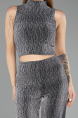 Robe De Soirée Longue Noir-Argent ABU5533