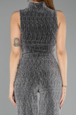 Robe De Soirée Longue Noir-Argent ABU5533