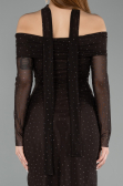 Robe de Cérémonie Midi Pierreux Brun ABK2491
