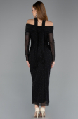 Robe de Cérémonie Midi Pierreux Noir ABK2491