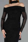 Robe de Cérémonie Midi Pierreux Noir ABK2491