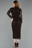 Robe de Cérémonie Midi Pierreux Brun ABK2492