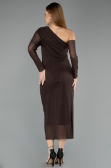 Robe de Cérémonie Midi Pierreux Brun ABK2493