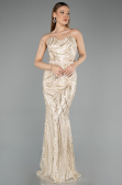 Robe de Soirée Longue Beige ABU5537