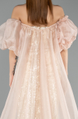 Robe de Soirée Longue Beige ABU5537