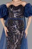 Robe de Soirée Longue Bleu Marine ABU5537