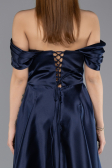 Robe de Soirée Longue Satin Bleu Marine ABU5530