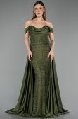 Robe de Soirée Longue Perlé Kaki ABU5542
