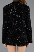 Tenue de Soirée Courte Velours à Paillettes Noir ABK2478
