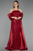 Robe De Soirée Perlé Longue Rouge Bordeaux ABU5234