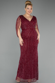 Robe de Soirée Grande Taille Longue Pierreux Rouge Bordeaux ABU5478