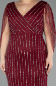 Robe de Soirée Grande Taille Longue Pierreux Rouge Bordeaux ABU5478