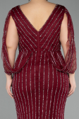 Robe de Soirée Grande Taille Longue Pierreux Rouge Bordeaux ABU5478