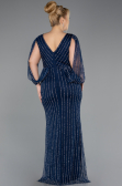 Robe de Soirée Grande Taille Longue Pierreux Bleu Marine ABU5478
