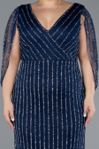 Robe de Soirée Grande Taille Longue Pierreux Bleu Marine ABU5478