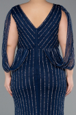 Robe de Soirée Grande Taille Longue Pierreux Bleu Marine ABU5478