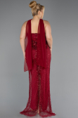 Robe De Soirée Grande Taille Longue Perlé Rouge Bordeaux ABU5495