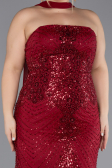 Robe De Soirée Grande Taille Longue Perlé Rouge Bordeaux ABU5495