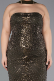 Robe De Soirée Grande Taille Longue Perlé Kaki Foncé ABU5495