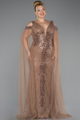 Robe De Soirée Grande Taille Longue Perlé Cuivre ABU5498