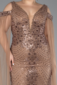 Robe De Soirée Grande Taille Longue Perlé Cuivre ABU5498