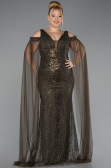 Robe De Soirée Grande Taille Longue Perlé Kaki ABU5498