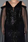 Robe De Soirée Grande Taille Longue Perlé Noir ABU5498
