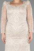 Robe de Soirée Longue Perlé Beige ABU5387