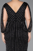 Robe de Soirée Grande Taille Longue Pierreux Noir ABU5478