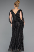 Robe de Soirée Grande Taille Longue Pierreux Noir ABU5478