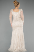 Robe Grande Taille Longue Perlé Beige ABU5388
