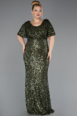 Robe De Soirée Grande Taille Squameuse Longue Kaki ABU4926