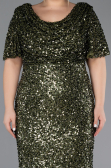 Robe De Soirée Grande Taille Squameuse Longue Kaki ABU4926