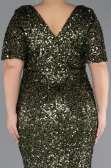 Robe De Soirée Grande Taille Squameuse Longue Kaki ABU4926
