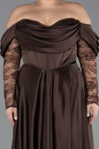 Robe Grande Taille Satin Longue Brun ABU5261