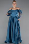Robe Grande Taille Satin Longue Vert Pétrole ABU5261
