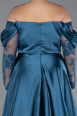 Robe Grande Taille Satin Longue Vert Pétrole ABU5261