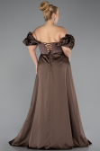 Robe De Soirée Grande Taille Perlé Longue Brun ABU5155