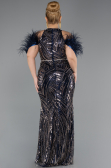 Robe de Soirée Grande Taille Longue Perlé Bleu Marine ABU5540