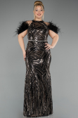 Robe de Soirée Grande Taille Longue Perlé Noir ABU5540