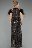 Robe de Soirée Grande Taille Longue Perlé Noir ABU5540