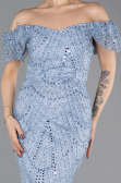 Robe de Soirée Longue Perlé Indigo ABU5547