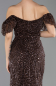 Robe de Soirée Longue Perlé Brun ABU5547