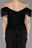 Robe de Soirée Longue Perlé Noir ABU5547
