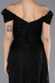 Robe de Soirée Longue Lacé Noir ABU5553