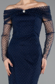 Robe de Soirée Longue Perlé Bleu Marine ABU5550