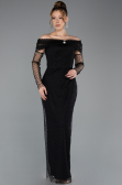 Robe de Soirée Longue Perlé Noir ABU5550